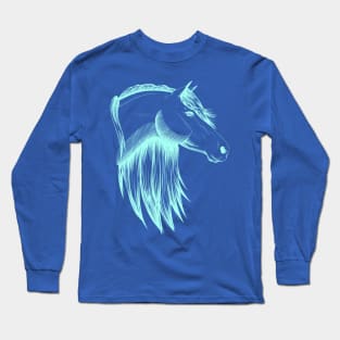 Aqua Horse Sketch Long Sleeve T-Shirt